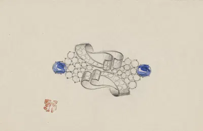 Ontwerp voor een broche met saffieren by Jules Chadel — digital art print download