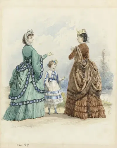 Twee vrouwen en een meisje by Jules David, 1870 — digital art print download