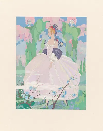 Женщина в розовом платье в саду by Умберто Брунеллески, 1919 - 1920 — digital art print download