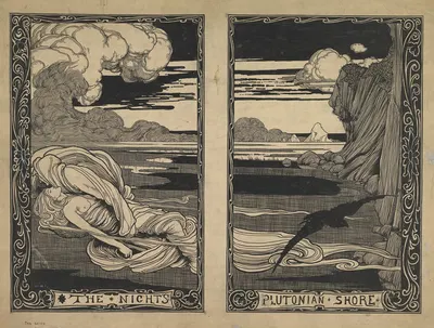 'Плутонова береговая линия ночи'; Ворон by Уильям Хит Робинсон, 1909 — digital art print download