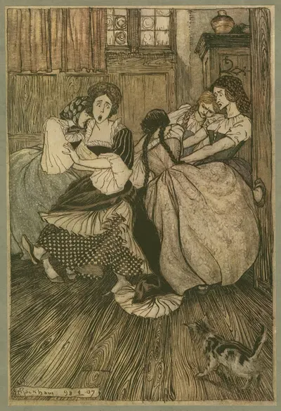 И служанки воскликнули: "Боже мой, как же они настойчивы! by Артур Рэкхэм, 1911 — digital art print download