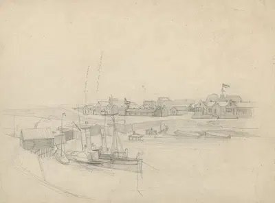 Ontwerp voor illustratie in De Amsterdammer gezicht bij het Noordzeekanaal by Йохан Бракенсик, 1888 — digital art print…