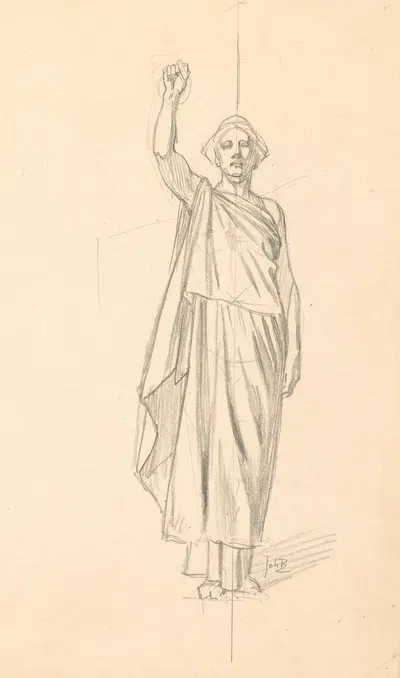 Ontwerp voor illustratie in De Amsterdammer Justitia by Йохан Бракенсик, 1920 — digital art print download
