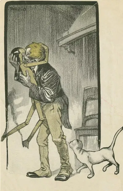 Поднимая его с пола, он ласкал и гладил его. by Аттилио Муссино, 1925 — digital art print download