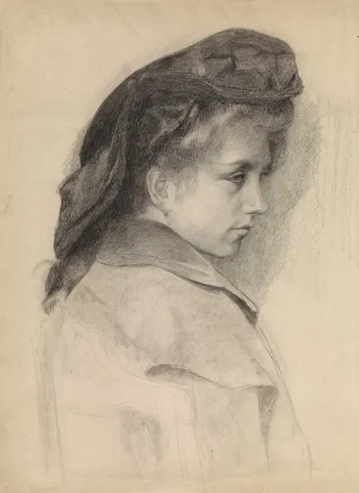 Portret van een jonge vrouw, naar rechts by Йохан Бракенсик — digital art print download