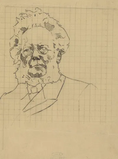 Portret van Henrik Ibsen by Йохан Бракенсик — digital art print download