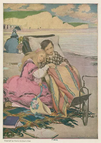 Пол Домбей и Флоренция на пляже в Брайтоне by Джесси Уилкокс Смит, 1937 — digital art print download