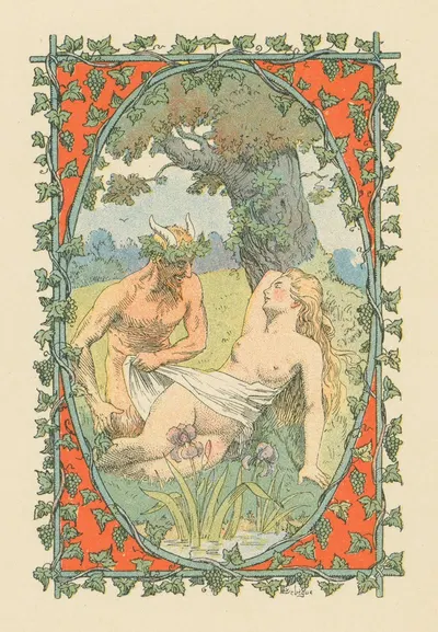 Нимфа и сатир by Леон Лебег, 1909 — digital art print download