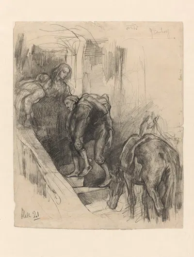 Episode from the Good Samaritan; the wounded man is carried into the inn by Johannes Hendricus Jurres — digital art print…