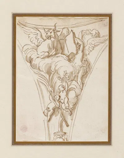 Spandrel Study; Angels with the Symbols of St. Luke by Joseph Wilton — digital art print download