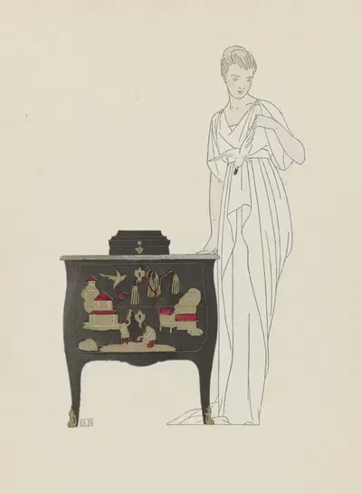 Комод из лака; Вечернее платье Ворта. by Бернар Буте де Моновель, 1914 — digital art print download