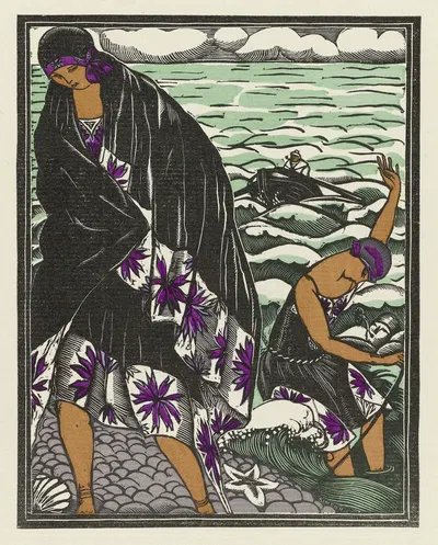 La leçon de natation ; Costume et chale, pour le bain by Fernand Siméon, 1921 — digital art print download