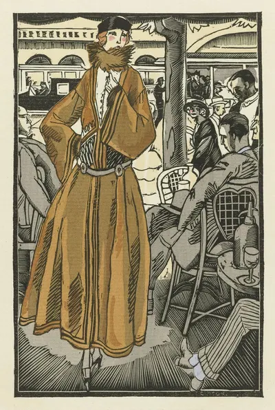 Le déjeuner au cabaret ; Tailleur, en cottaperllaine de Rodier by Fernand Siméon, 1921 — digital art print download