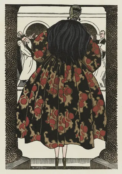 Le plaisir a la mode ; Manteau du soir, en tissu de Bianchini by Fernand Siméon, 1921 — digital art print download