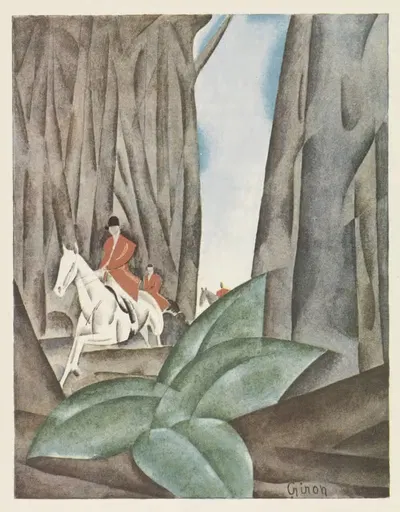Охота на лис by Юбер Жирон, 1924 — digital art print download