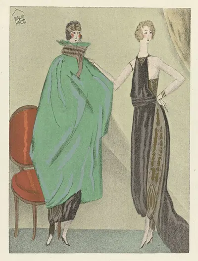 Две сестры; Пальто и платье для вечера, от Бира by Марио Симон, 1920 — digital art print download