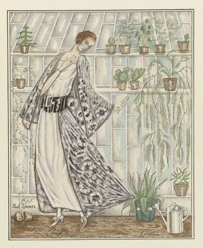 Колючий кактус; Вечернее платье, отделанное кружевом 'А ла Марешаль' by Поль Зенкер, 1921 — digital art print download