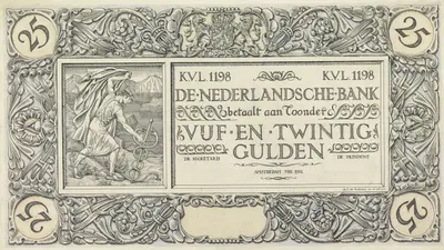 Ontwerp voor bankbiljet van 25 gulden by Antoon Derkinderen, 1912 — digital art print download