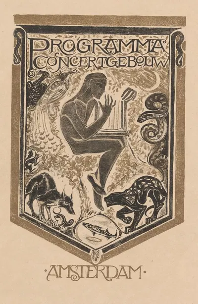 Omslagontwerp voor; Programma van het Concertgebouw Amsterdam by Ричард Николаус Роланд Хольст, 1918 — digital art print…