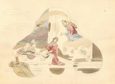 Dwaj aniołowie i putto trzymające emblematy Męki Pańskiej. by Юлиуш Макаравич, 1912 — digital art print download