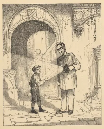 Мальчик и полицейский на улице by Виллем Потаст, 1887 - 1916 — digital art print download
