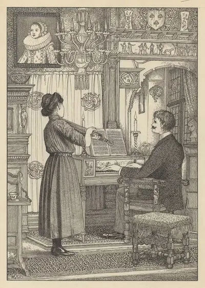 Музыкант и женщина by Виллем Потаст, 1887 - 1916 — digital art print download