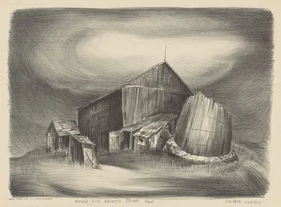 Сарай и сломанный силос by Чарльз Генри Олстон, 1935-1943 — digital art print download