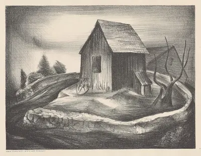 Сарай и дерево by Чарльз Генри Олстон, 1940 — digital art print download