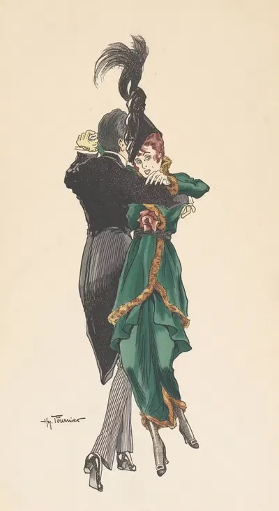 Ballroom dancers by Henry Fournier, 1914 — digital art print download