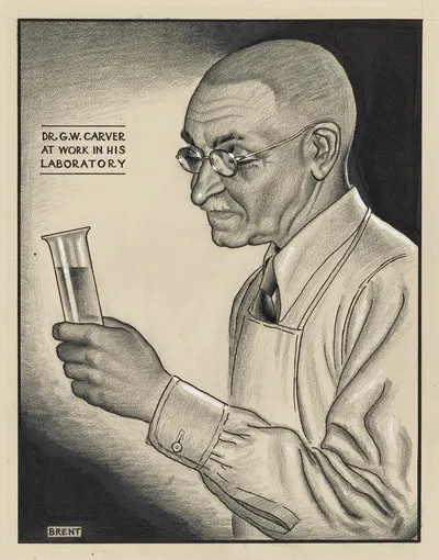 Доктор Г.У. Карвер за работой в своей лаборатории by Ричард Брент, 1935 - 1943 — digital art print download