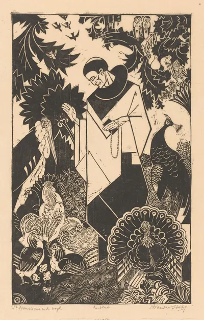 Святой Франциск и птицы by Анри ван дер Сток, 1880 - 1946 — digital art print download