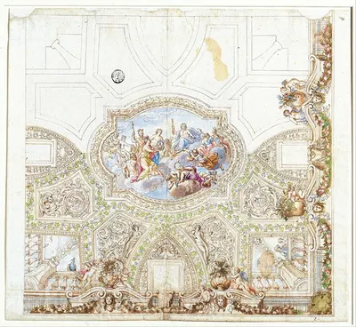 Composition Study for a Ceiling Decoration by Giacinto Calandrucci, 1680 — digital art print download