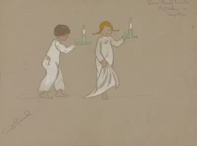 Love Lamp Number-Children in Nighties by Helen Marguerite O'Kane, 1920 - 1921 — digital art print download