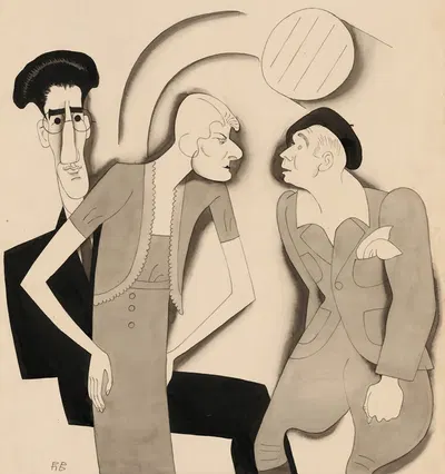 Джордж Кауфман (с Жан Диксон и Хью О'Коннеллом) by Ральф Бартон, 1931 — digital art print download