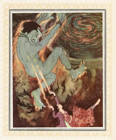 Принцесса сжигает Эфрита до смерти by Эдмунд Дюлак, 1914 — digital art print download