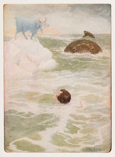 Он плыл с удвоенной силой и энергией к белой скале by Мария Луиза Кирк, 1916 — digital art print download