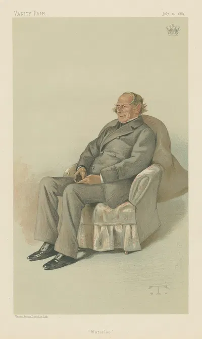 Vanity Fair; Literary; 'Waterloo', General The Earl of Albemarle, July 4, 1883 by Théobald Chartran, 1883 — digital art…