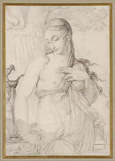 Young Woman in Classical Dress, Study for the Month Thermidor by Луи Лафит — digital art print download