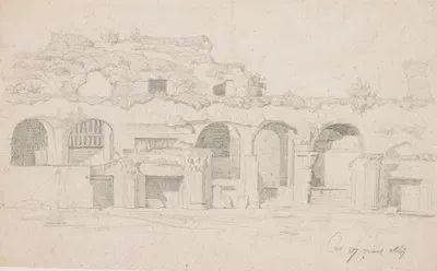 Study of Antique Ruins by Louis-Georges Brillouin, 1847 — digital art print download