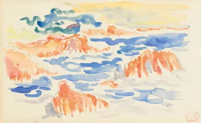 Море у красных скал в Траясе by Анри-Эдмон Кросс, 1905-1910 — digital art print download