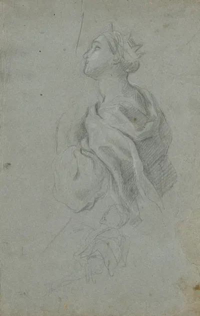 Study of a Crowned Woman Kneeling by Luigi Garzi — digital art print download