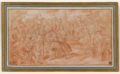 Laban and Rebecca Receiving Eliezer by Мартен де Вос — digital art print download