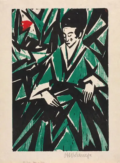 Женщина в зеленом by Отто Ланге, 1916 — digital art print download