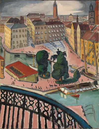 Площадь Карла Йохана, Стокгольм by Исаак Грюнвальд, 1914 — digital art print download