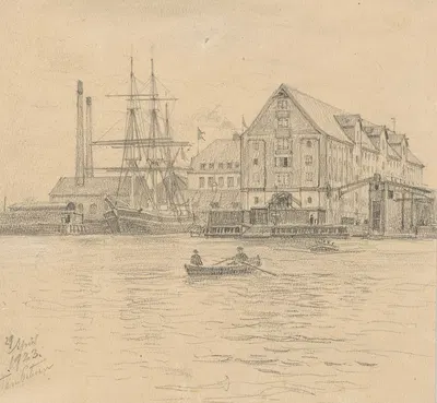 Copenhagen harbor by Петер Том-Петерсен, 1923 — digital art print download