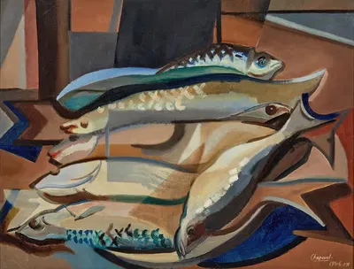 Натюрморт с рыбой by Юла Чаповал, 1946 — digital art print download