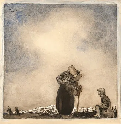Старик, говорящий с мальчиком by Джон Бауэр, 1909 — digital art print download