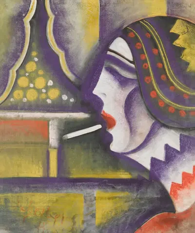 Dame mit Cigarette by Hugo Scheiber — digital art print download
