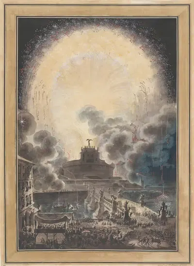 Фейерверки над Кастель-Сант'Анджело by Луи Жан Депре, 1881-1883 — digital art print download