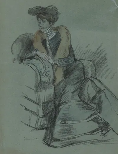 Woman Seated in an Armchair by Пьер Жорж Жанио, c. 1900 — digital art print download